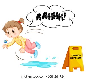 A Kid Slipping Wet