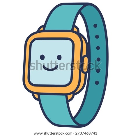 kid smartwatch technology flat color vector illustration template design