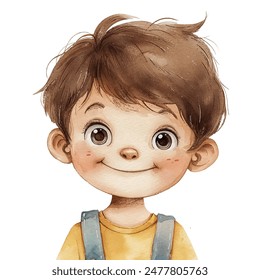 kid smiling vector illustration in watercolor style