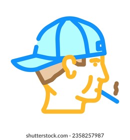 kid smoking cigarette color icon vector. kid smoking cigarette sign. isolated symbol illustration