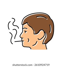 kid smoking cigarette color icon vector. kid smoking cigarette sign. isolated symbol illustration