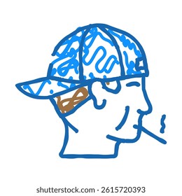 kid smoking cigarette doodle icon sketch vector. kid smoking cigarette sign. isolated symbol illustration