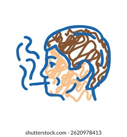 kid smoking cigarette doodle icon sketch vector. kid smoking cigarette sign. isolated symbol illustration
