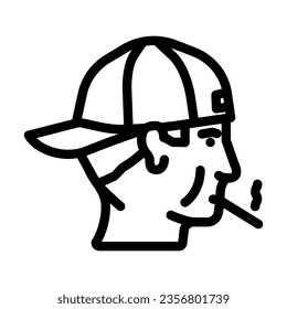 kid smoking cigarette line icon vector. kid smoking cigarette sign. isolated contour symbol black illustration