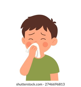 Kid Sneezing Cold Flu Symptom Illustration Character Icon