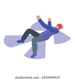 Kid snow angel icon isometric vector. Person outside. Frosty break enjoy