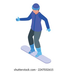Kid snowboard icon isometric vector. Snow school. Sport extreme
