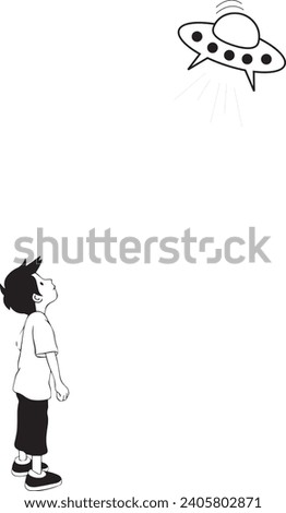 kid and a spaceshuttle to meet alien