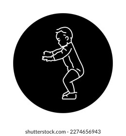 The kid is standing black line icon. Toddler development. Early childhood