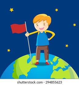 Kid standing on the earth