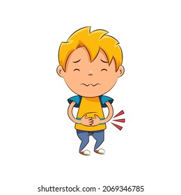 Kid stomach ache, vector illustration