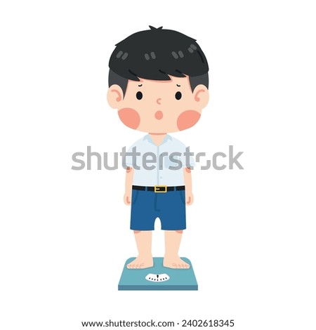 kid student boy use weight scale
