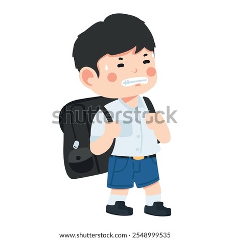 Kid student with  heavy bag 