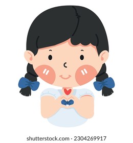 Kid student making a heart shape