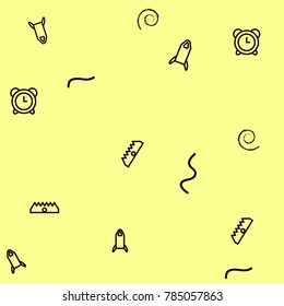 Kid stuff pattern.The spiral shape,aero plane,clock and crown pattern vector.