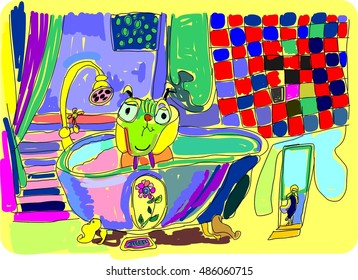 kid style dog illustration