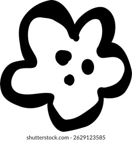 Kid Style Flower Leafs Ink Drawing