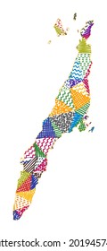 Kid style map of Cebu. Hand drawn polygons in the shape of Cebu. Vector illustration.