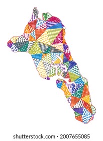 Kid style map of Havelock Island. Hand drawn polygons in the shape of Havelock Island. Vector illustration.