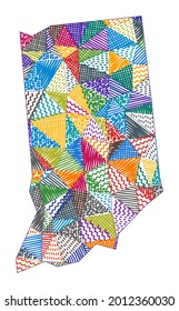 Kid style map of Indiana. Hand drawn polygons in the shape of Indiana. Vector illustration.