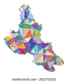 Kid style map of Krk. Hand drawn polygons in the shape of Krk. Vector illustration.