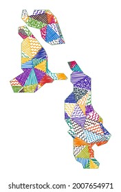 Kid style map of Pig Beach. Hand drawn polygons in the shape of Pig Beach. Vector illustration.
