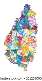 Kid style map of Saint Lucia. Hand drawn polygons in the shape of Saint Lucia. Vector illustration.