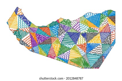 Mapa de estilo infantil de Somalilandia. Polígonos dibujados a mano en forma de Somalilandia. Ilustración vectorial.