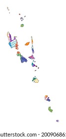 Mapa de Vanuatu al estilo infantil. Polígonos dibujados a mano en forma de Vanuatu. Ilustración vectorial.