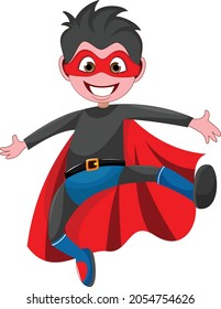 Kid super hero cartoon vector art and illustration
