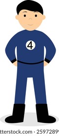 Kid Superhero Cartoon Character. Vector Illustration on White Background.