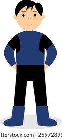 Kid Superhero Cartoon Character. Vector Illustration on White Background.