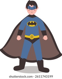 Kid Superhero Character. Isolated on White Background. Vector Illustration in Cartoon Design Concept