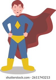 Kid Superhero Character. Isolated on White Background. Vector Illustration in Cartoon Design Concept
