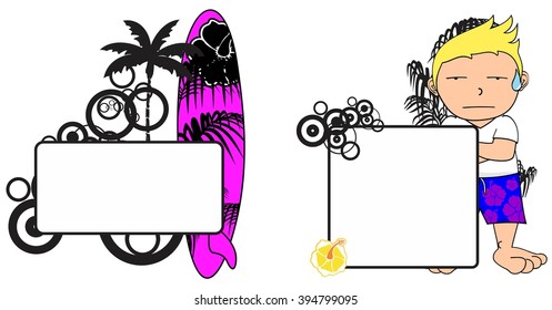 kid surfer expression cartoon copy space in vector format 