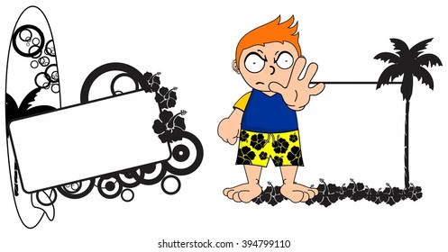 kid surfer expression cartoon copy space in vector format 