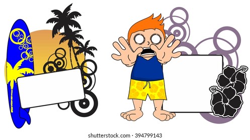 kid surfer expression cartoon copy space in vector format 