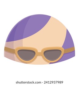 Vector de dibujos animados de icono de gorro de baño infantil. Gafas de nadador. Protección de buceo