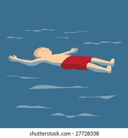 kid swimming on his back