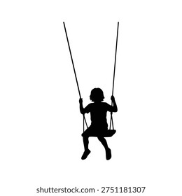Kid swinging silhouette vector flat illustration design.