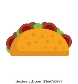 Kid taco icon flat vector. Mexican food. Tacos beef isolated