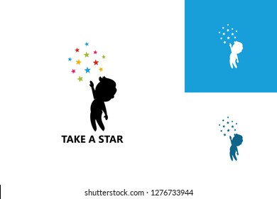 Kid Take a Star Logo Template Design Vector, Emblem, Design Concept, Creative Symbol, Icon