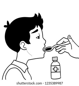 kid taking medication 