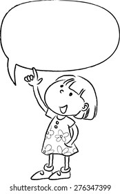 kid talking with blank speech bubble