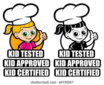 Kid Tested Icon / Mark / Seal. Version Girl Cooker