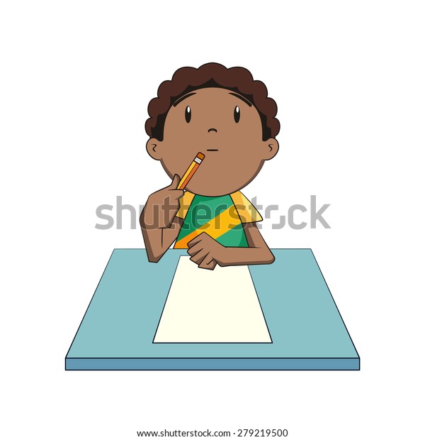 Kid Thinking Looking Vector Illustration Stock Vector (Royalty Free ...