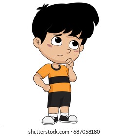 kid thinking.vector and illustration.