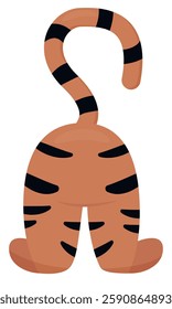 kid in tiger pajamas kigurumi butt up, cute baby vector illustration in flat style, character