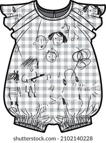 KID TODDLER WEAR PICNIC ROMPER VECTOR