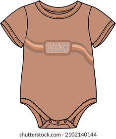 KID AND TODDLER WEAR RINGER ONESIDE ROMPER VECTOR